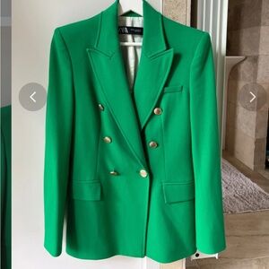 Zara green blazer with gold buttons